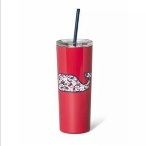 Vineyard Vines Hibiscus Whale Drinkware - Red